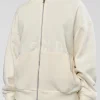 Shadow Mode Oversized Zip Through Hoodie - Off White