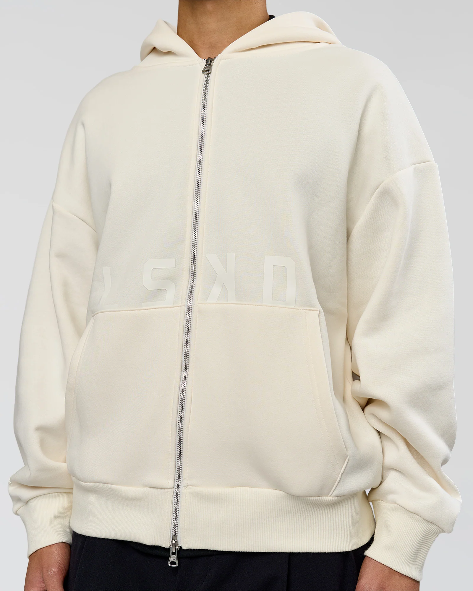 Shadow Mode Oversized Zip Through Hoodie - Off White