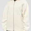 Shadow Mode Oversized Zip Through Hoodie - Off White