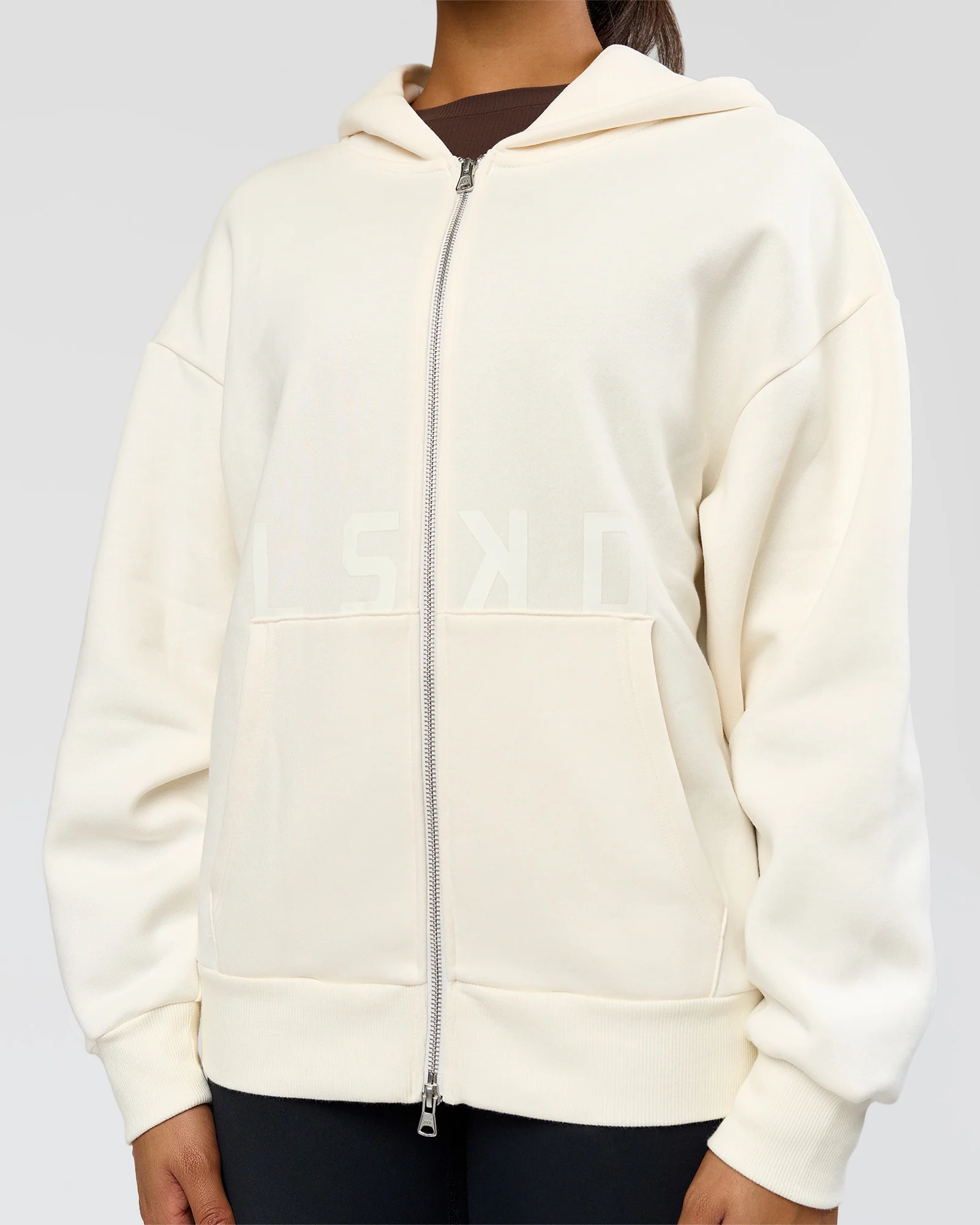 Shadow Mode Oversized Zip Through Hoodie - Off White