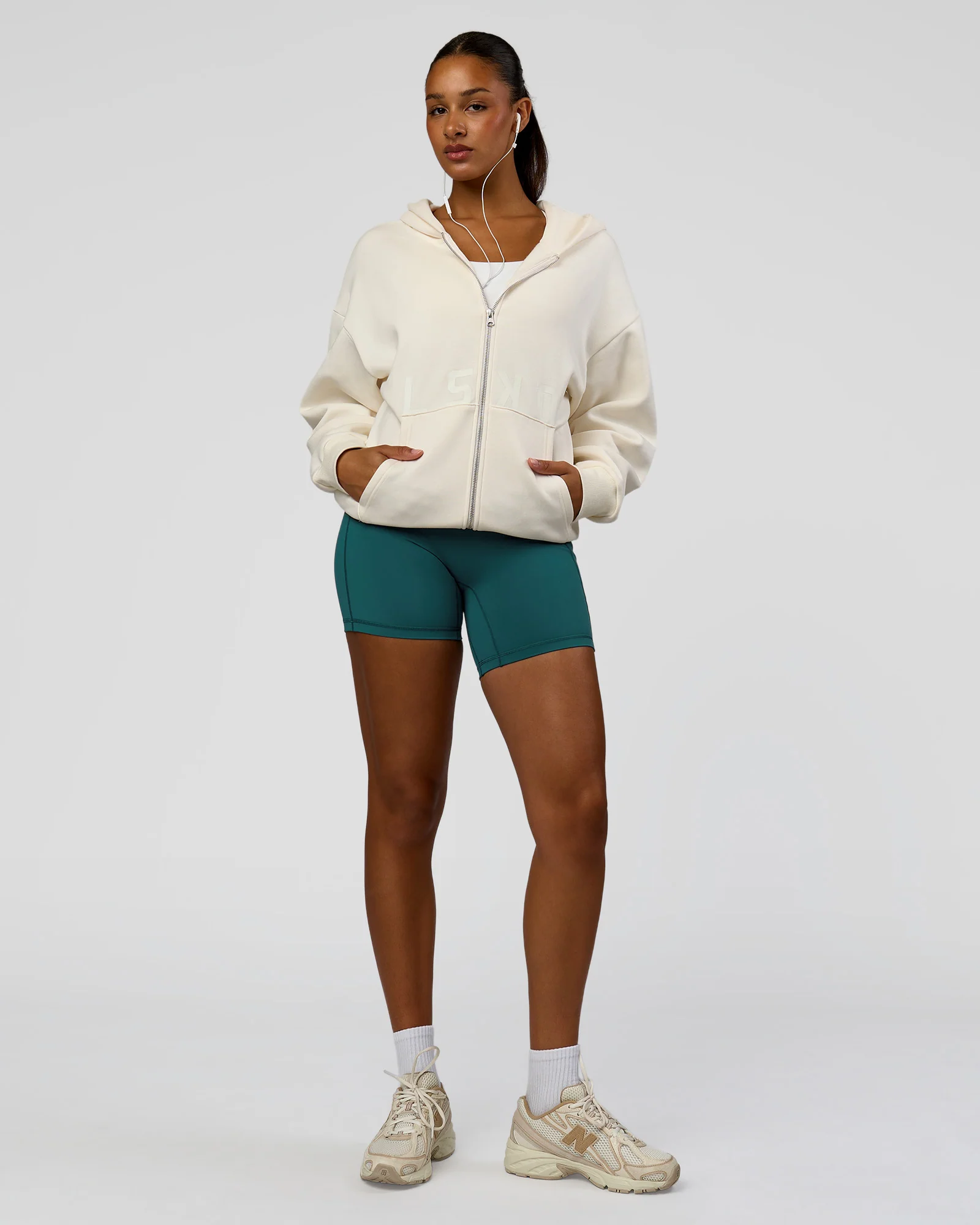 Shadow Mode Oversized Zip Through Hoodie - Off White
