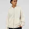 Shadow Mode Oversized Zip Through Hoodie - Off White