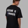 Pressure is a Privilege FLXCotton Oversized Tee - Black-Power Cobalt