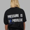 Pressure is a Privilege FLXCotton Oversized Tee - Black-Power Cobalt