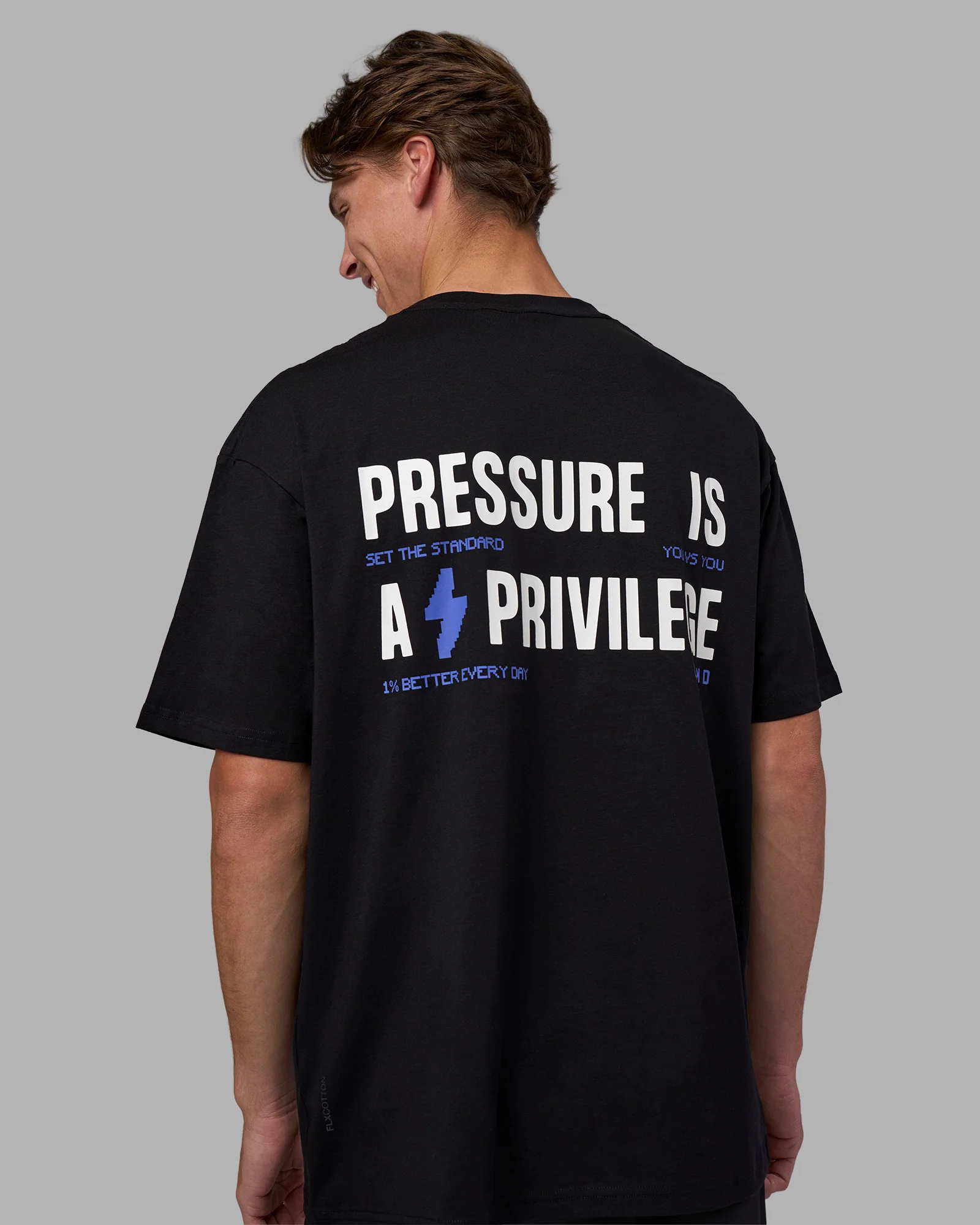 Pressure is a Privilege FLXCotton Oversized Tee - Black-Power Cobalt