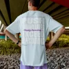 Push Boundaries FLXCotton Oversized Tee - Light Cyan-White
