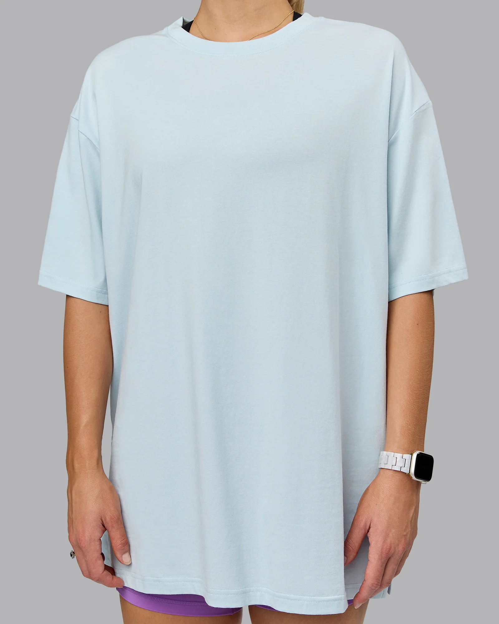 Push Boundaries FLXCotton Oversized Tee - Light Cyan-White