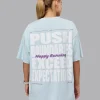 Push Boundaries FLXCotton Oversized Tee - Light Cyan-White