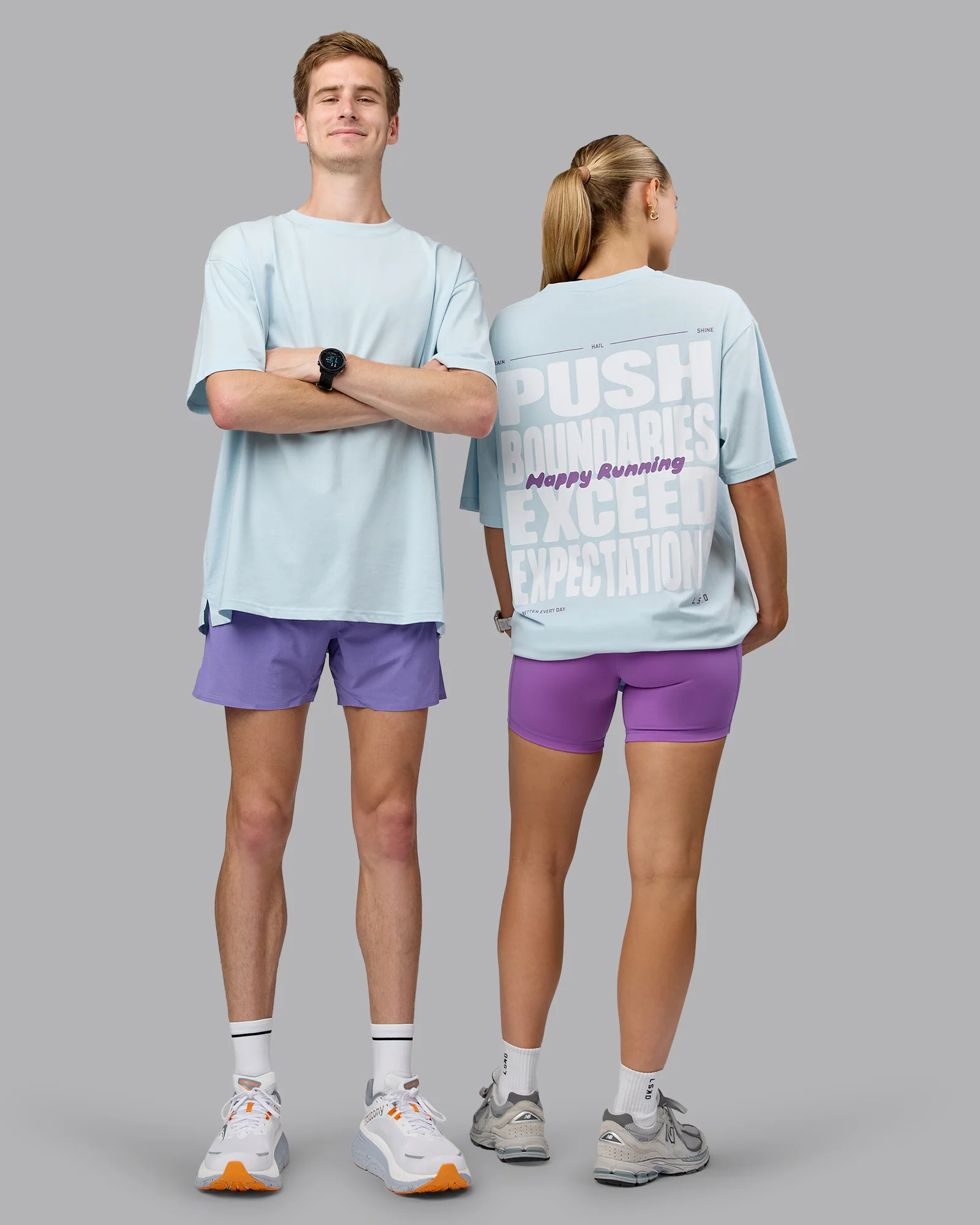 Push Boundaries FLXCotton Oversized Tee - Light Cyan-White