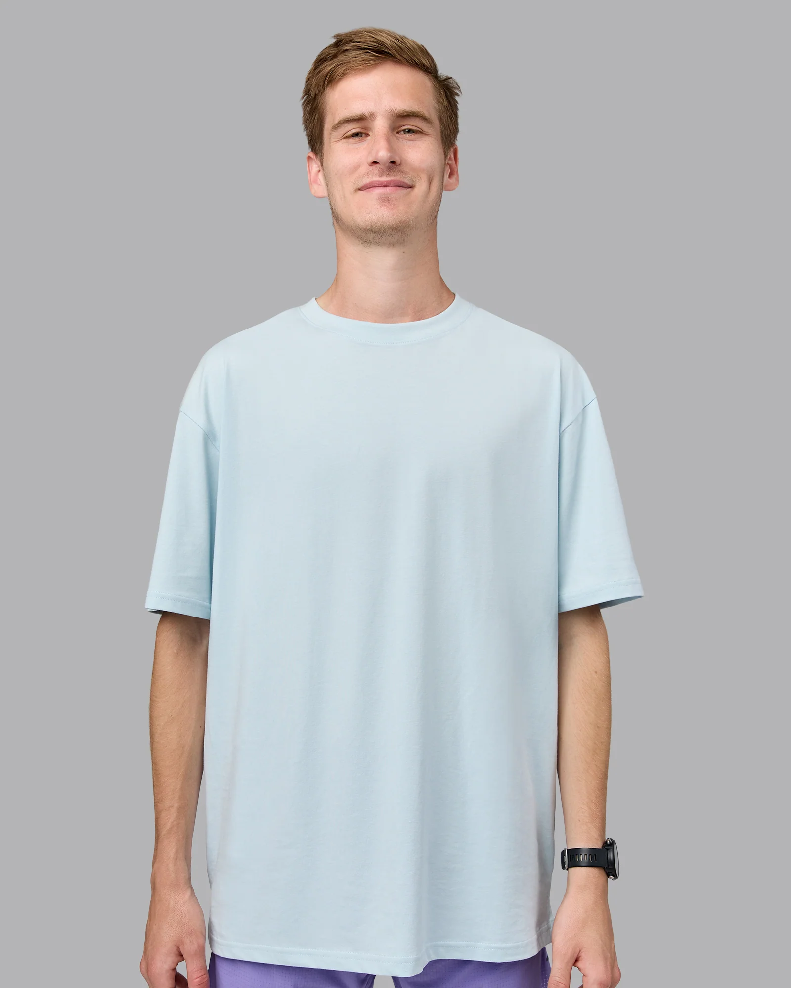 Push Boundaries FLXCotton Oversized Tee - Light Cyan-White