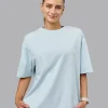 Push Boundaries FLXCotton Oversized Tee - Light Cyan-White