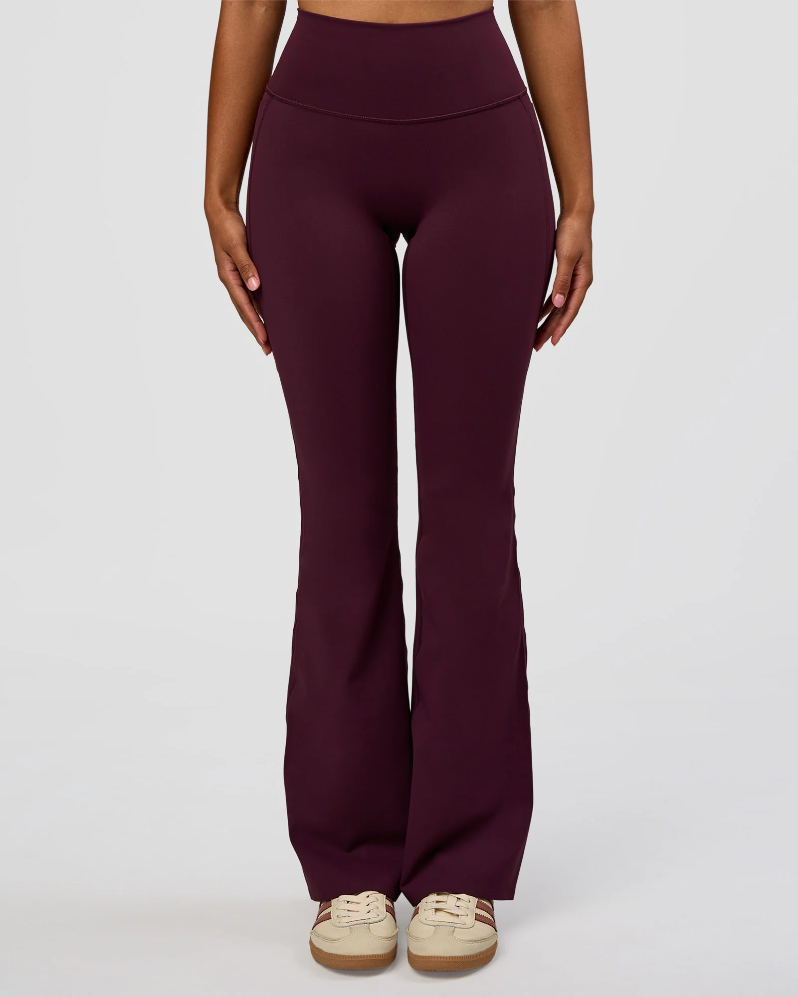 245-fusion-v-contour-high-rise-flared-legging-pockets-cherry-lacquer-1.webp Fusion V-Contour High-Rise Flared Legging Pockets - Cherry Lacquer