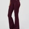 Fusion V-Contour High-Rise Flared Legging Pockets - Cherry Lacquer