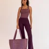 Fusion V-Contour High-Rise Flared Legging Pockets - Cherry Lacquer