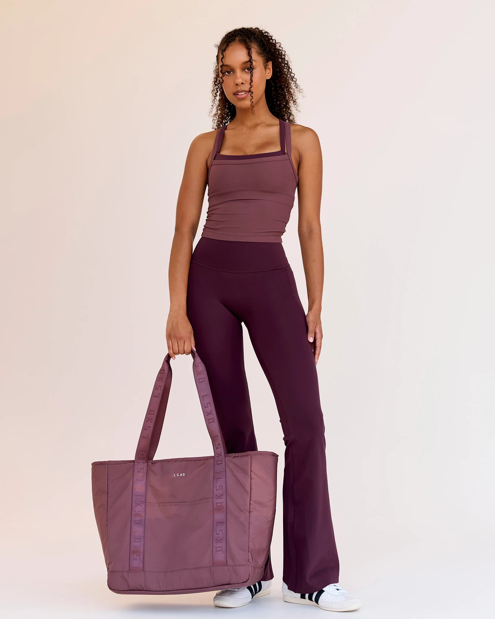 Fusion V-Contour High-Rise Flared Legging Pockets - Cherry Lacquer