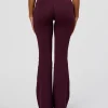 Fusion V-Contour High-Rise Flared Legging Pockets - Cherry Lacquer