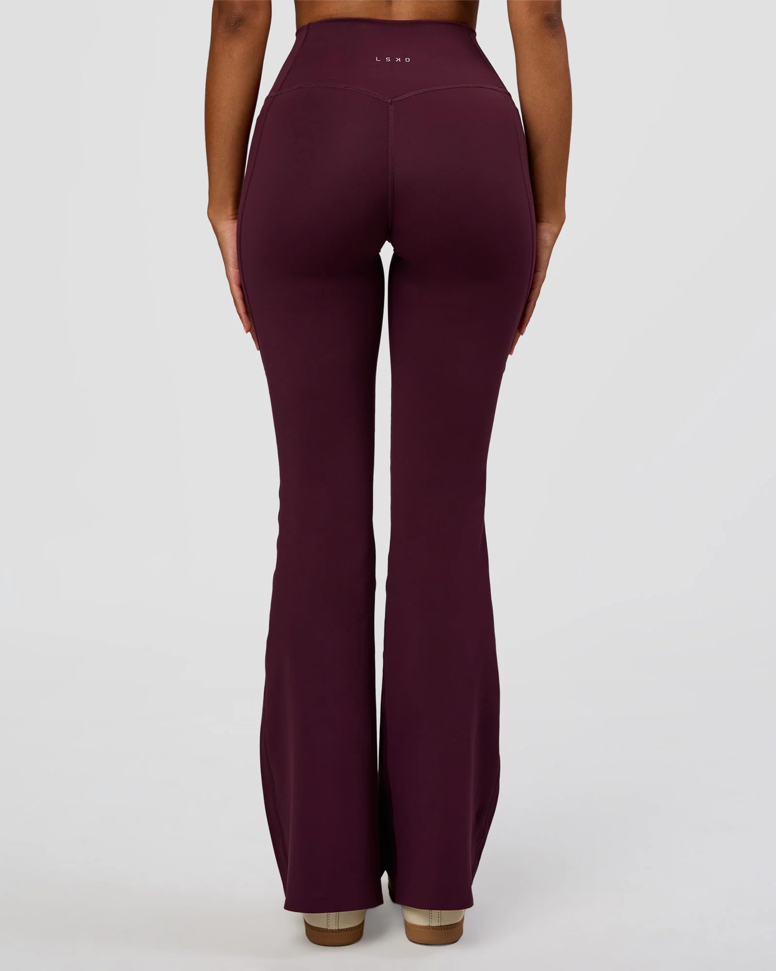 Fusion V-Contour High-Rise Flared Legging Pockets - Cherry Lacquer