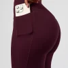 Fusion V-Contour High-Rise Flared Legging Pockets - Cherry Lacquer