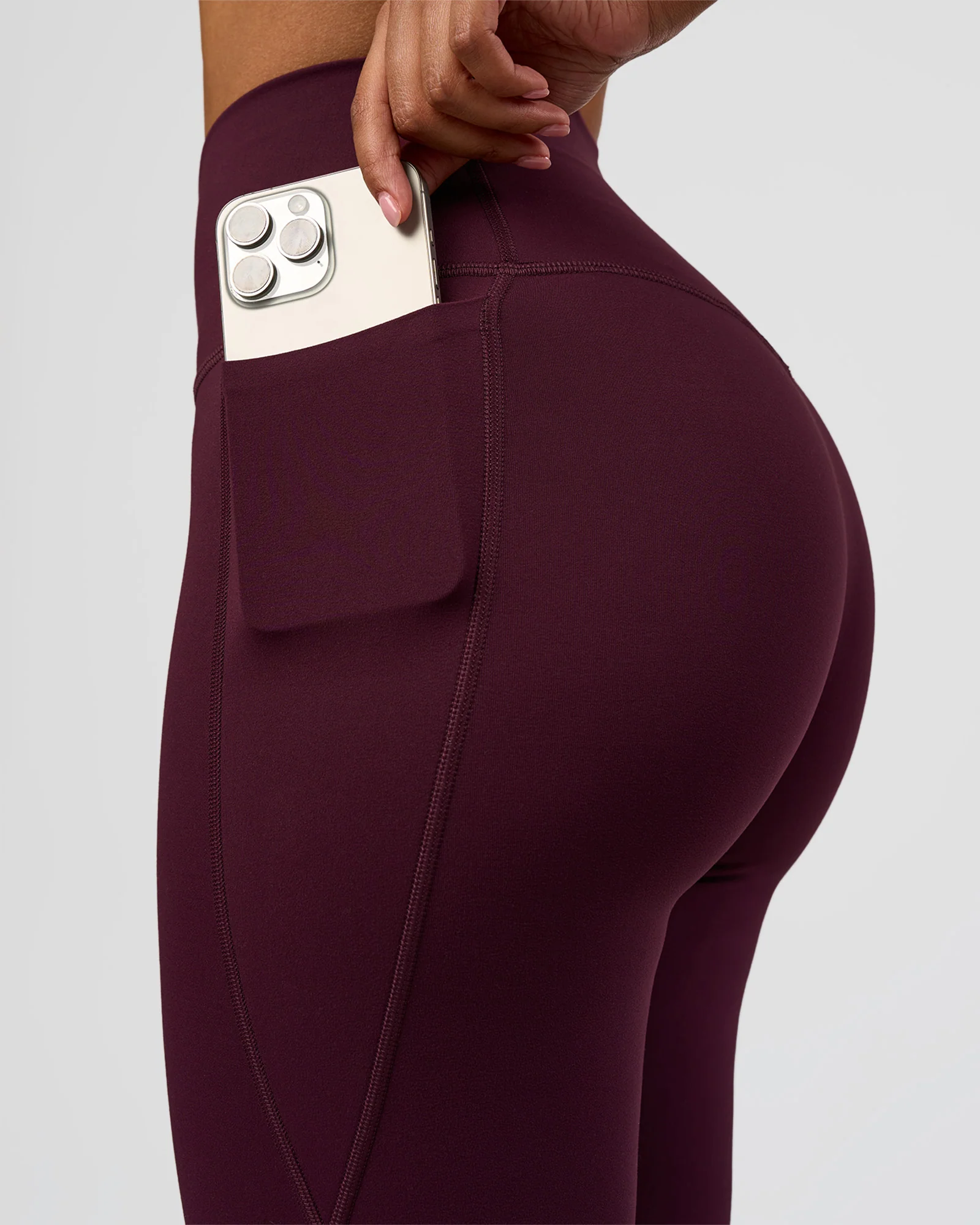 Fusion V-Contour High-Rise Flared Legging Pockets - Cherry Lacquer