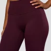 Fusion V-Contour High-Rise Flared Legging Pockets - Cherry Lacquer