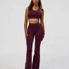 Fusion V-Contour High-Rise Flared Legging Pockets - Cherry Lacquer