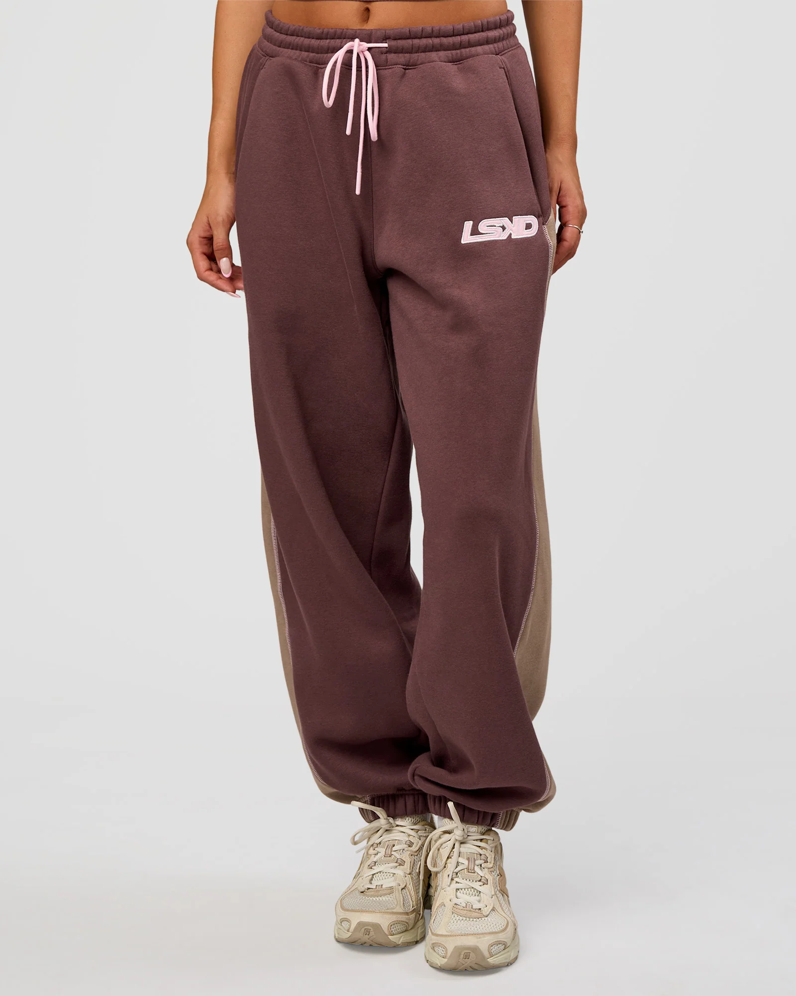 Power Play Stitch Up Fleece Sweat Pant - Cocoa Powder-Marshmallow