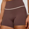 Pinnacle High-Rise 4" Short - Cocoa Powder-Off White
