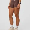 Pinnacle High-Rise 4" Short - Cocoa Powder-Off White
