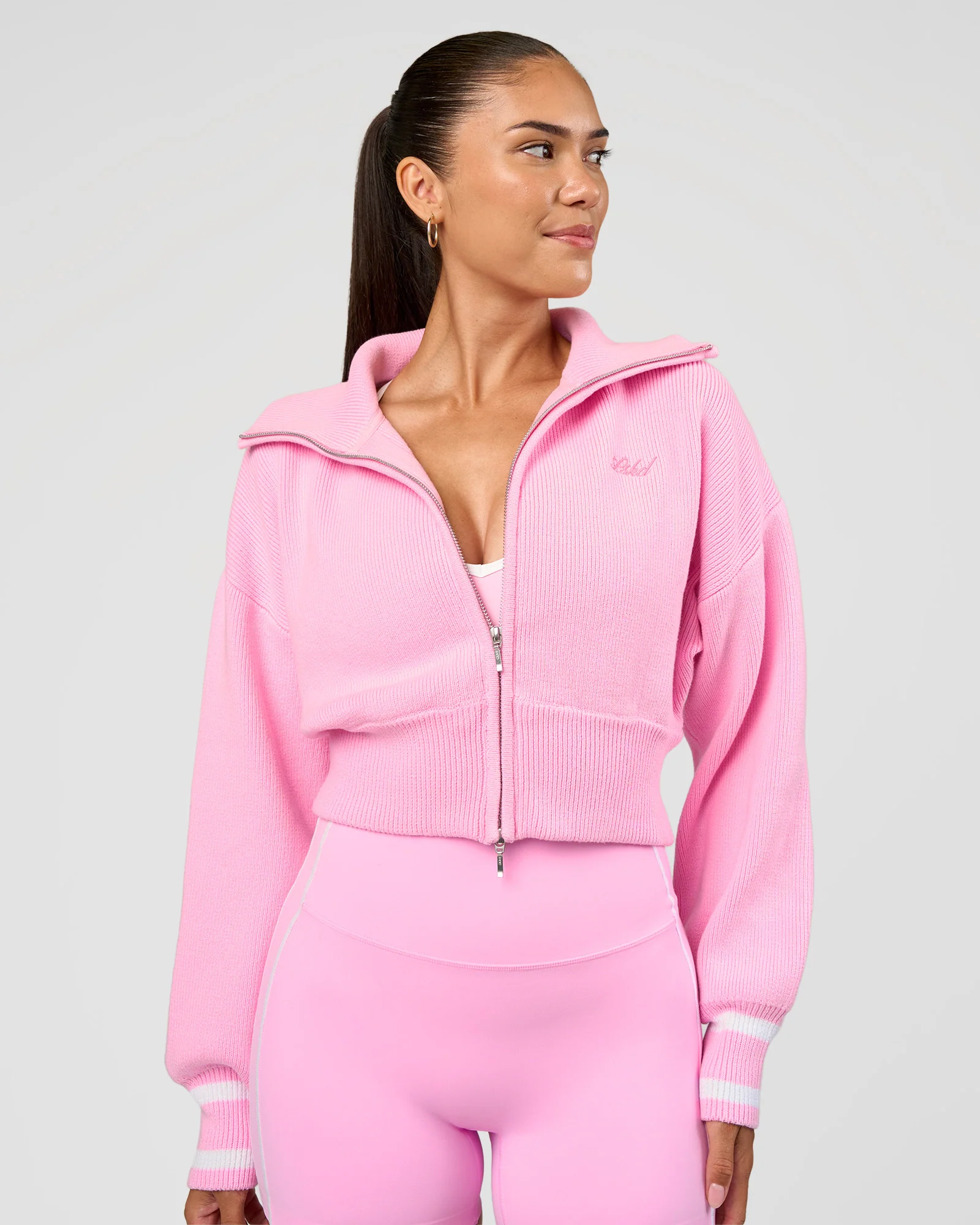 2607-fierce-knitted-cardigan-pink-rose-white-10.webp Fierce Knitted Cardigan - Pink Rose-White
