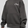 Run Club Script Oversized Hoodie - Dark Storm-Alloy