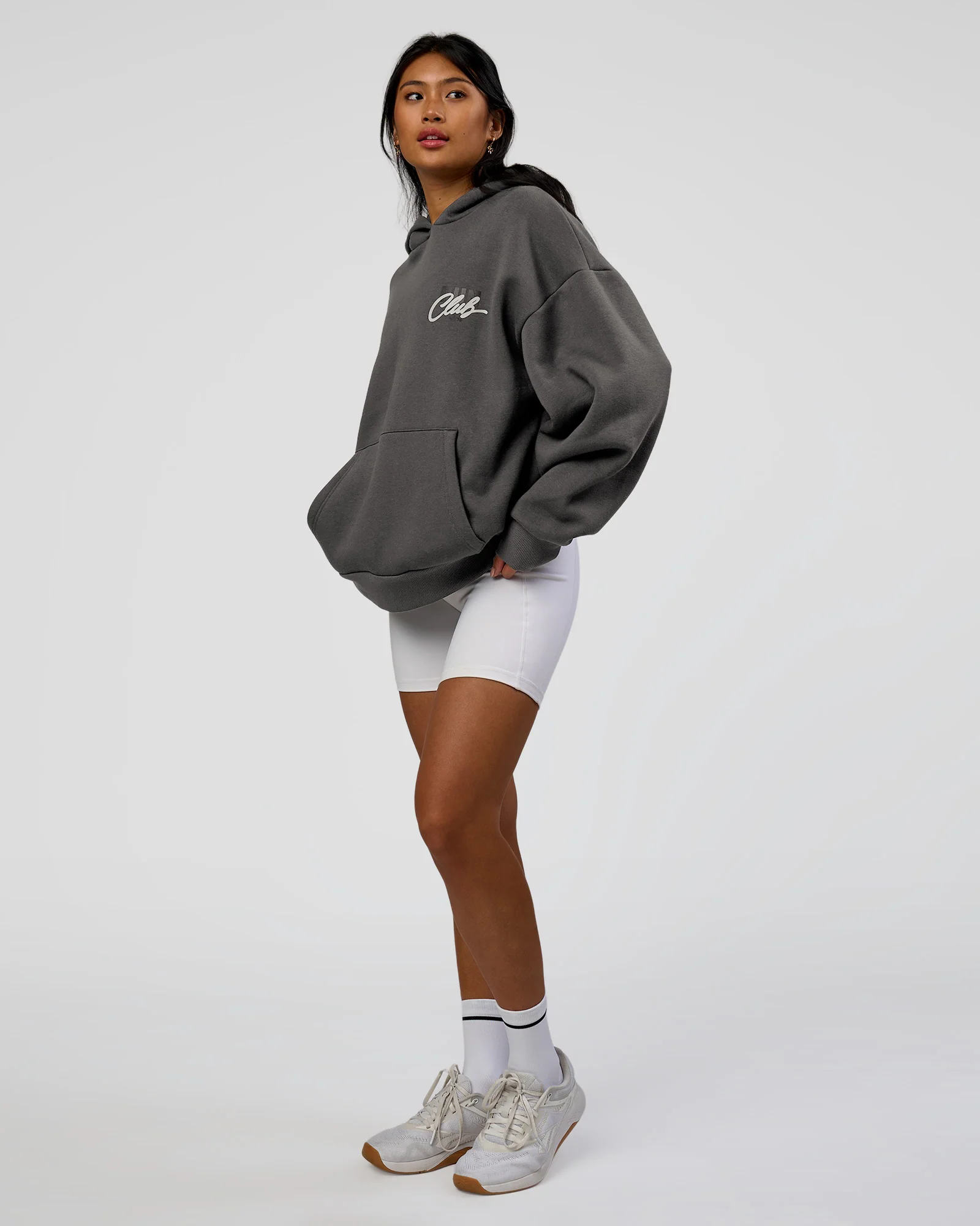 Run Club Script Oversized Hoodie - Dark Storm-Alloy