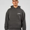 Run Club Script Oversized Hoodie - Dark Storm-Alloy