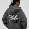 Run Club Script Oversized Hoodie - Dark Storm-Alloy