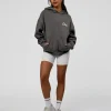 Run Club Script Oversized Hoodie - Dark Storm-Alloy