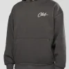 Run Club Script Oversized Hoodie - Dark Storm-Alloy