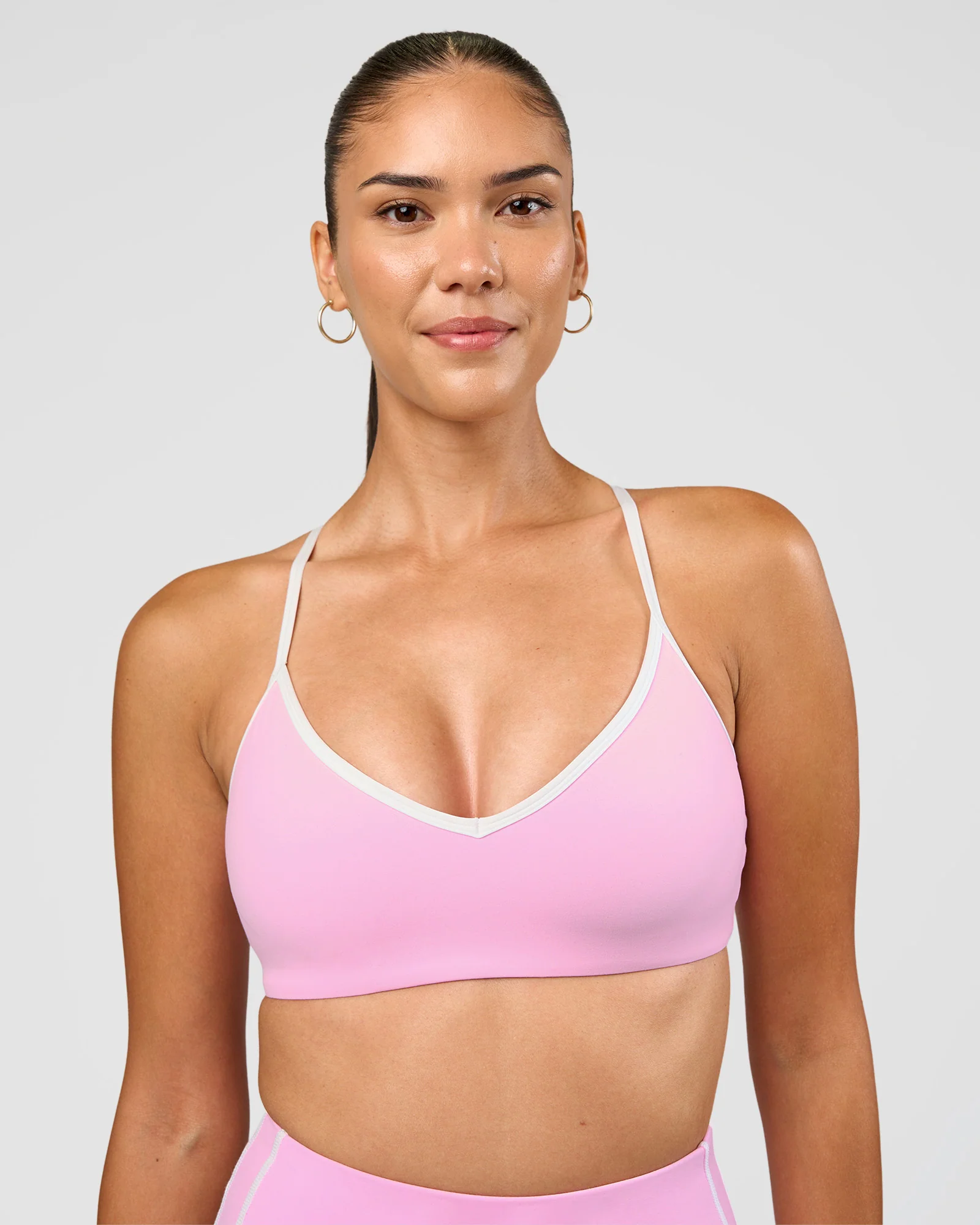 Blushing Sports Bra - Pink Rose-White