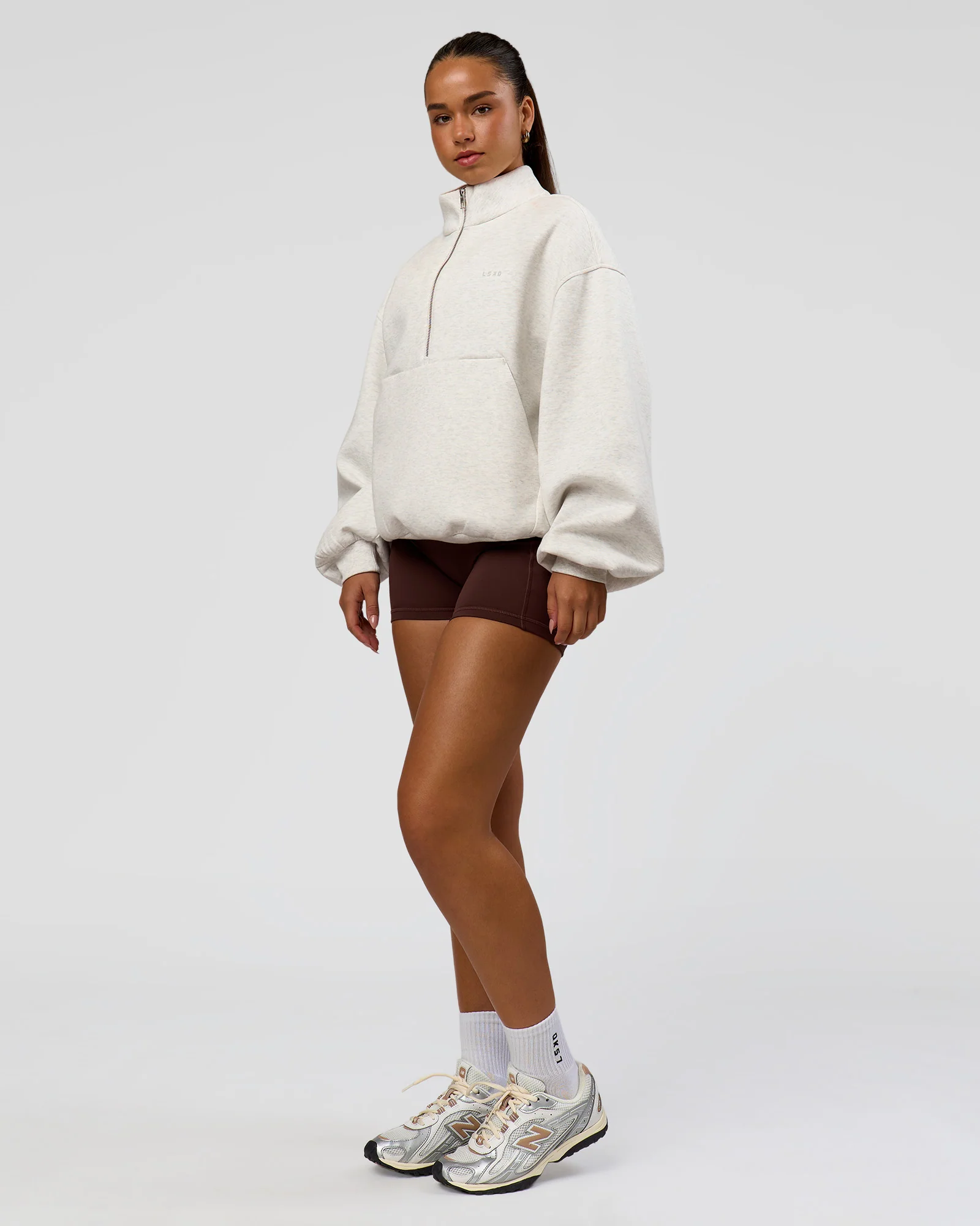 Luxe ZeroCrease Spacer Half Zip - Silver Marl