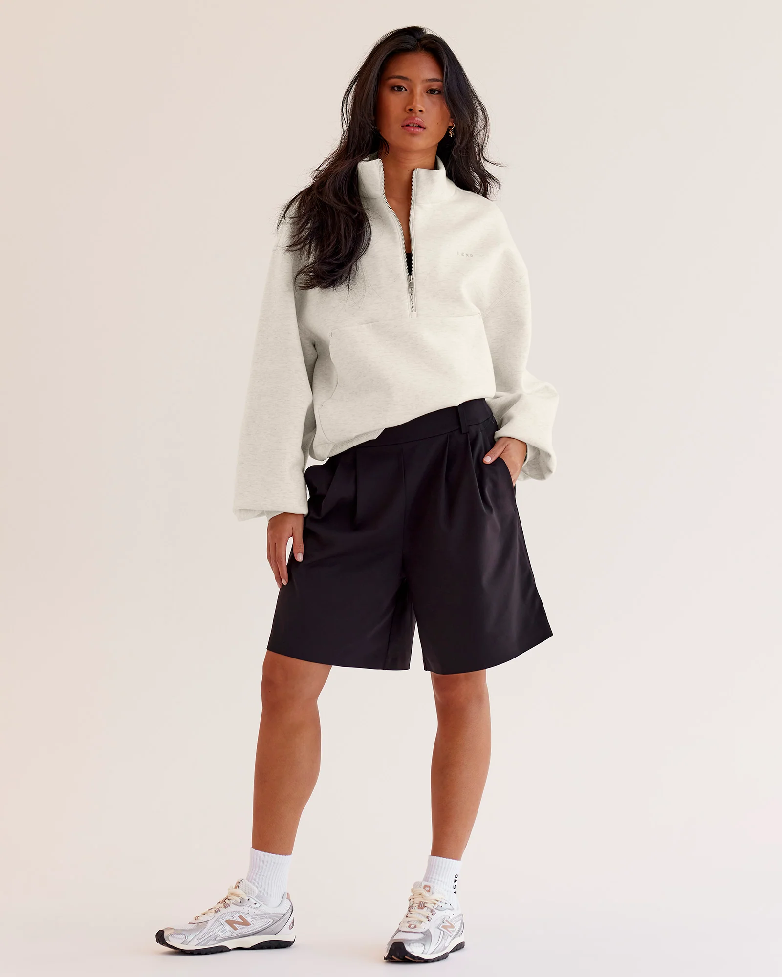 Luxe ZeroCrease Spacer Half Zip - Silver Marl