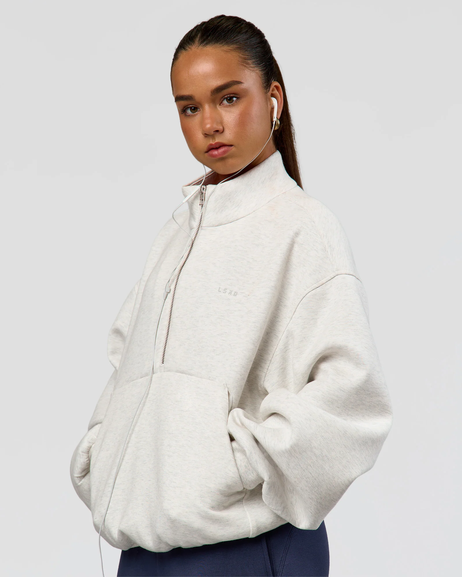 Luxe ZeroCrease Spacer Half Zip - Silver Marl