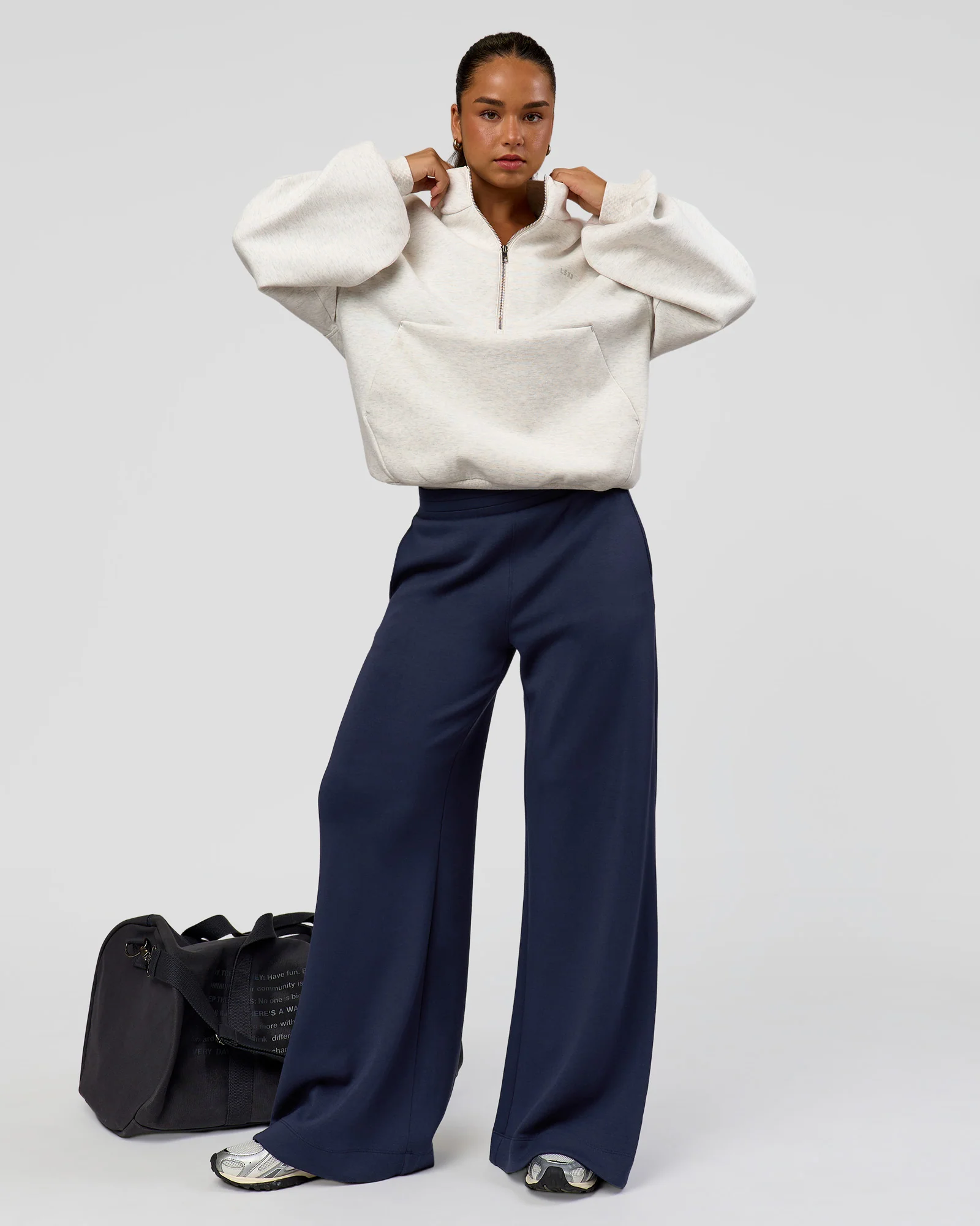 Luxe ZeroCrease Spacer Half Zip - Silver Marl