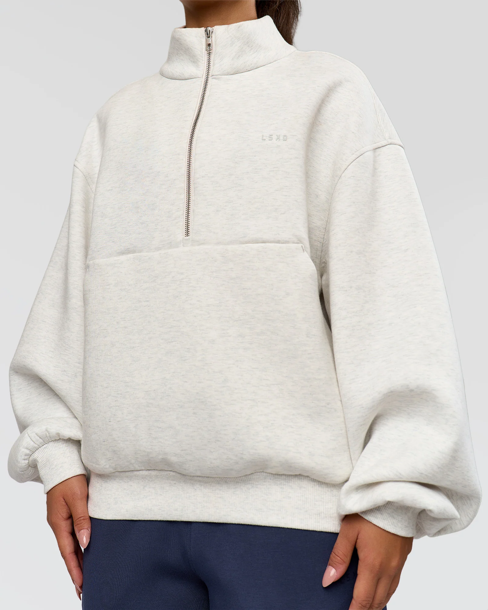 Luxe ZeroCrease Spacer Half Zip - Silver Marl