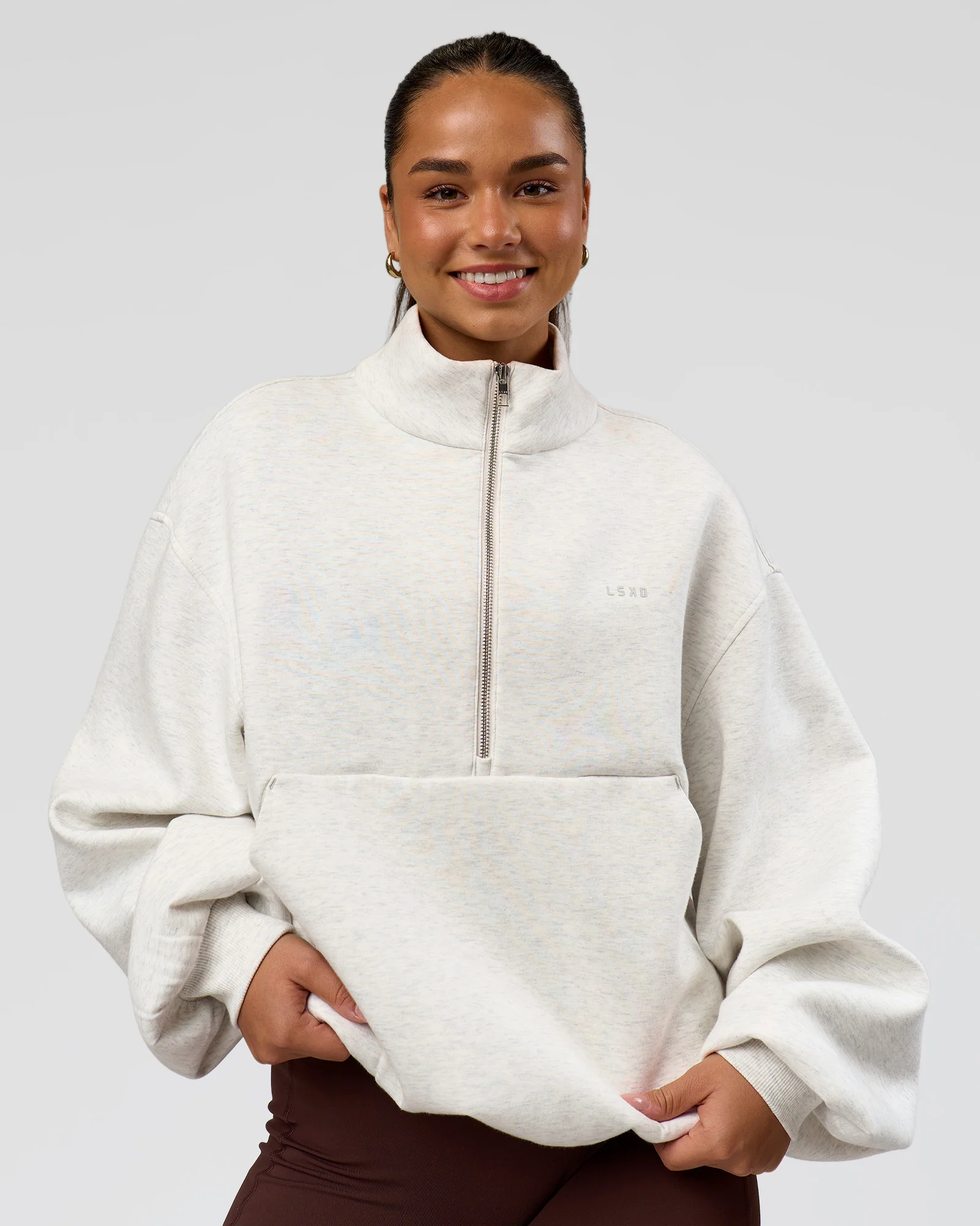 Luxe ZeroCrease Spacer Half Zip - Silver Marl