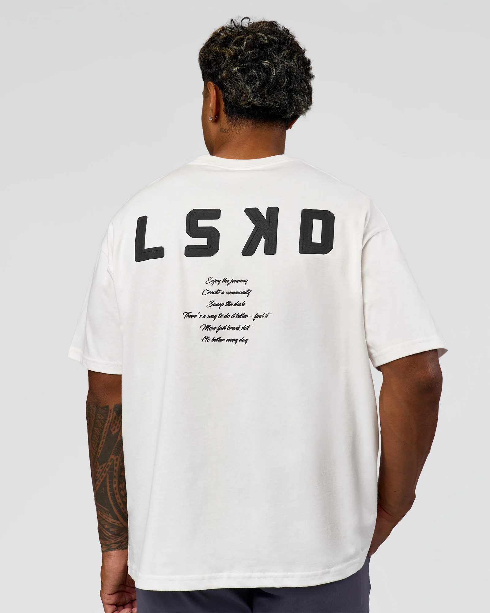 Hype Heavyweight Unisex Oversized Tee - Off White-Black