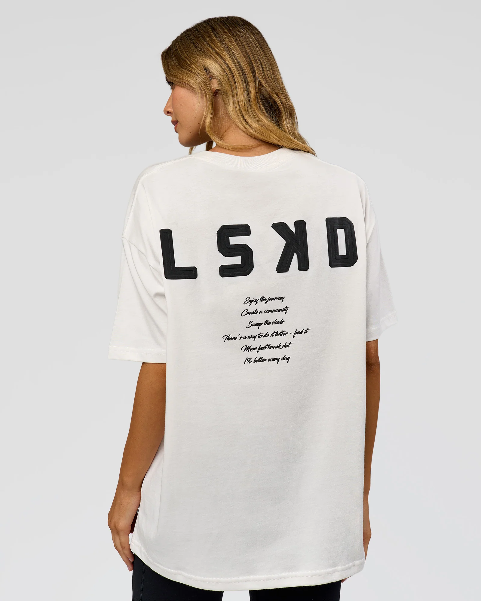 Hype Heavyweight Unisex Oversized Tee - Off White-Black