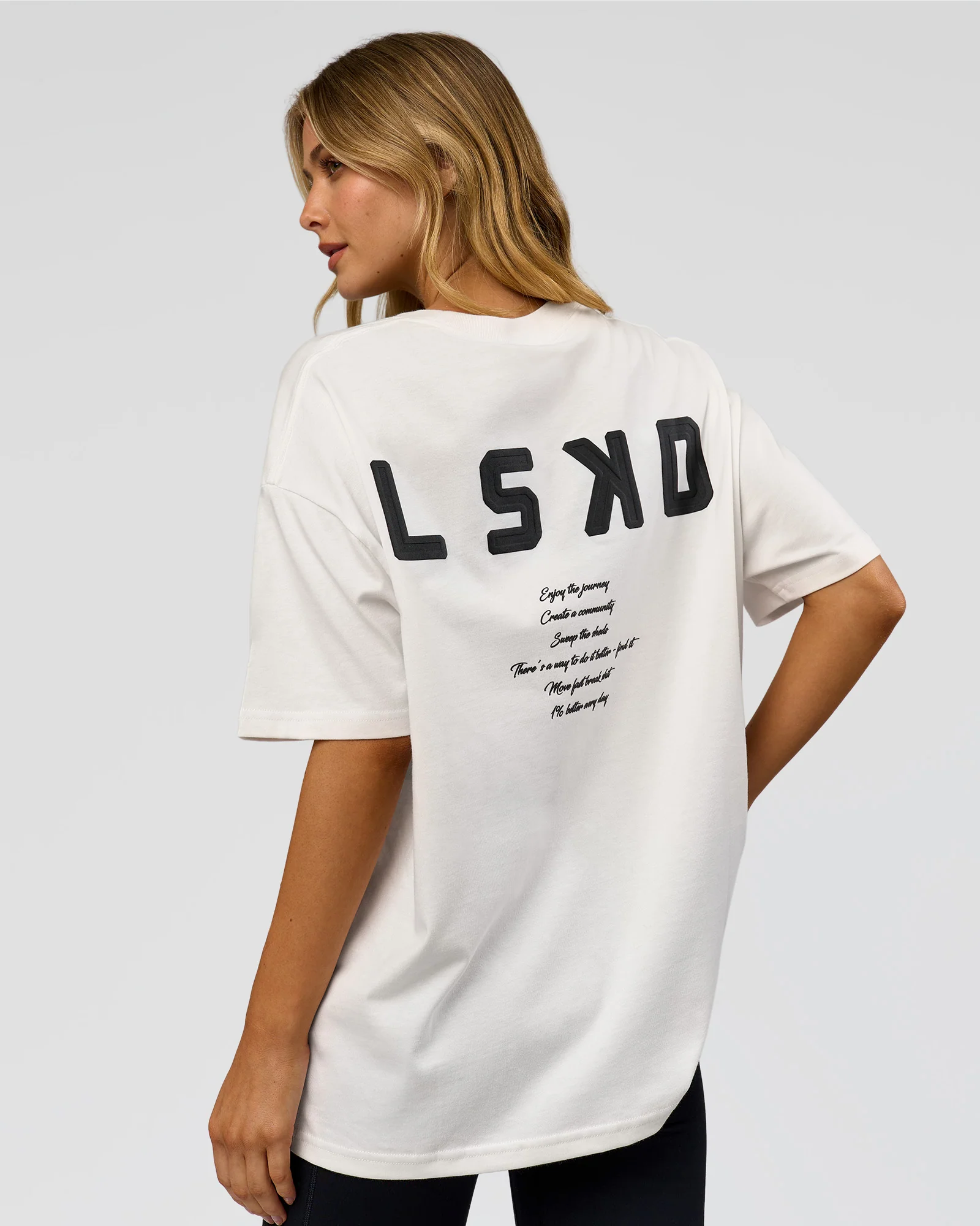 Hype Heavyweight Unisex Oversized Tee - Off White-Black