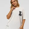 Hype Heavyweight Unisex Oversized Tee - Off White-Black