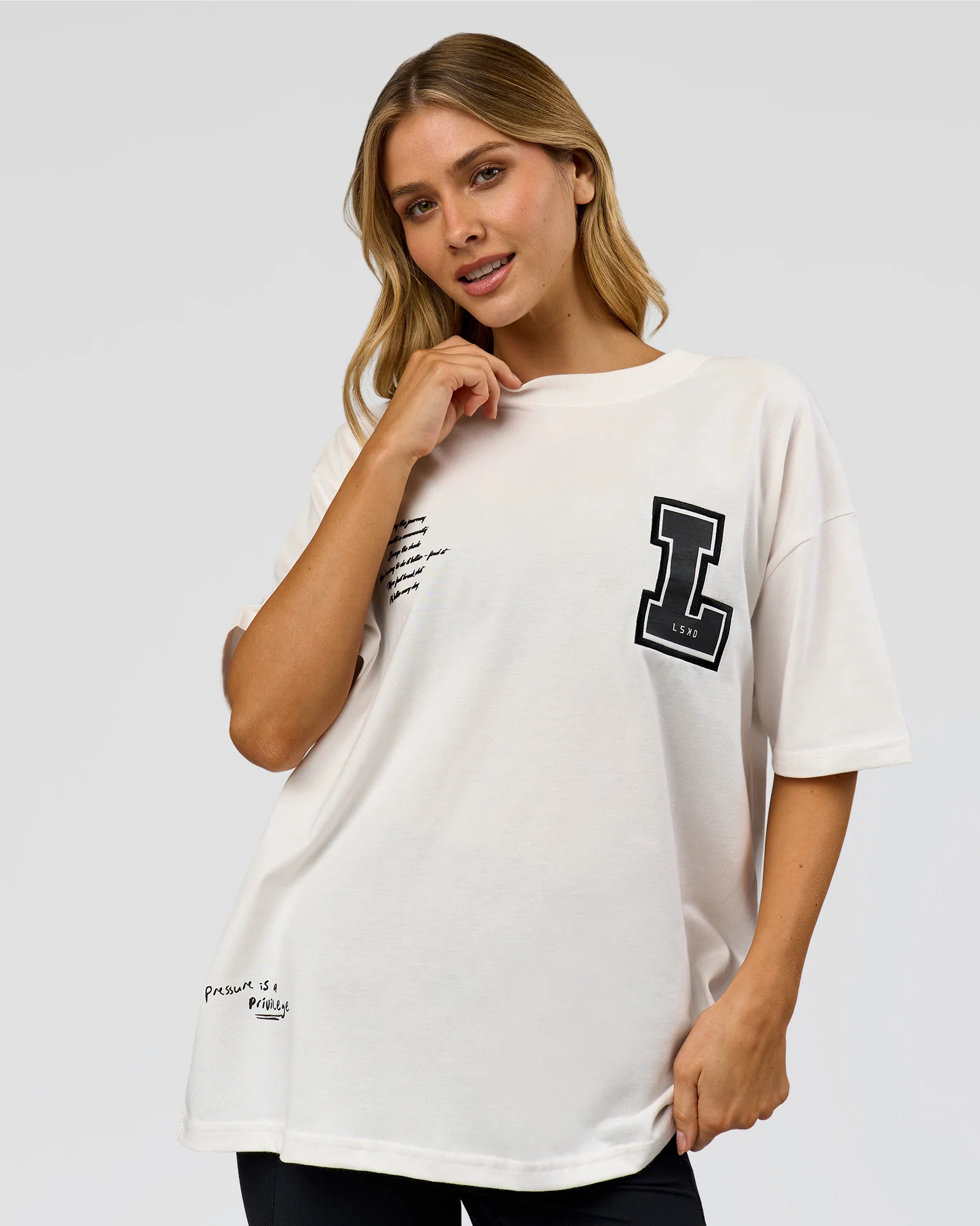 Hype Heavyweight Unisex Oversized Tee - Off White-Black