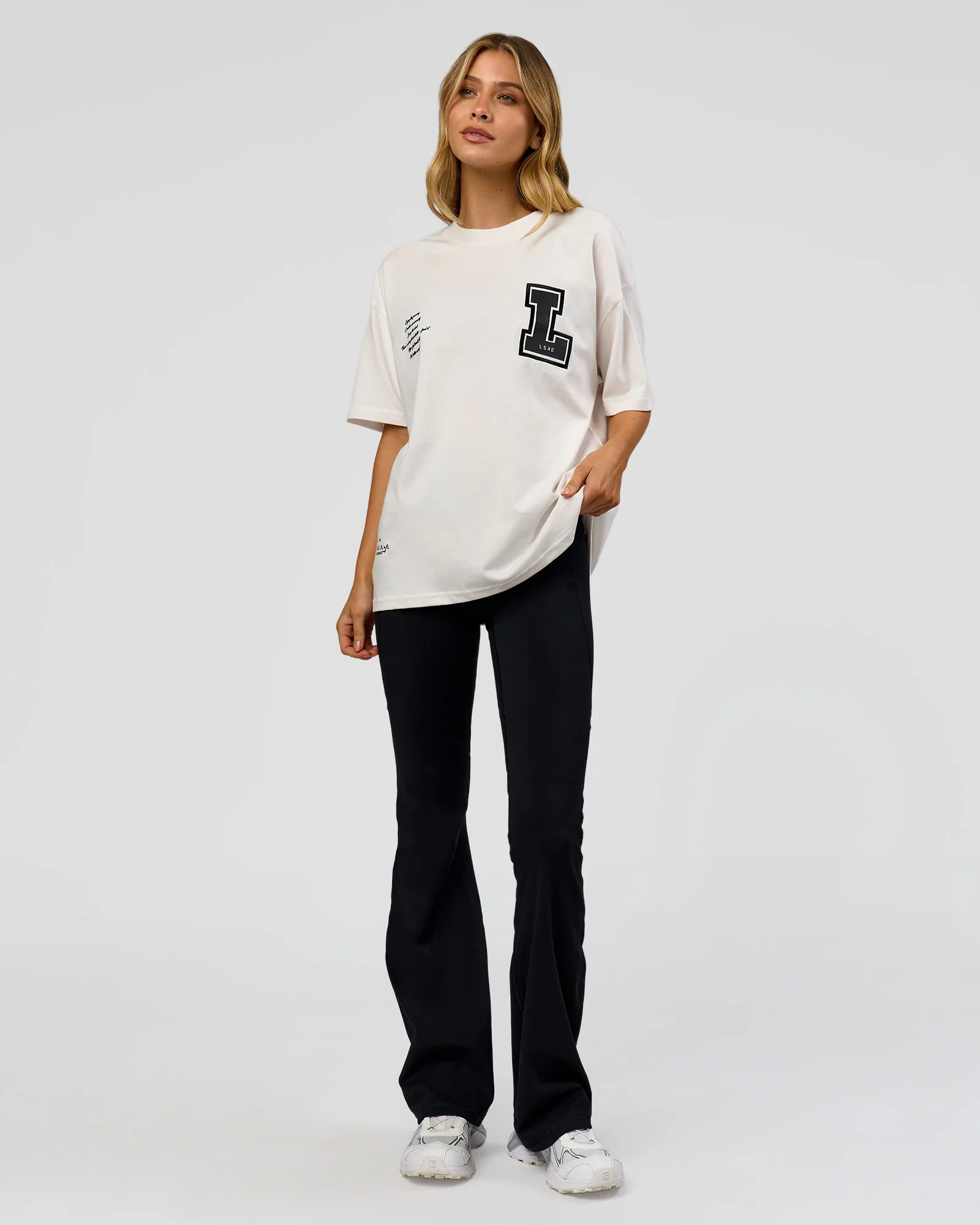 Hype Heavyweight Unisex Oversized Tee - Off White-Black
