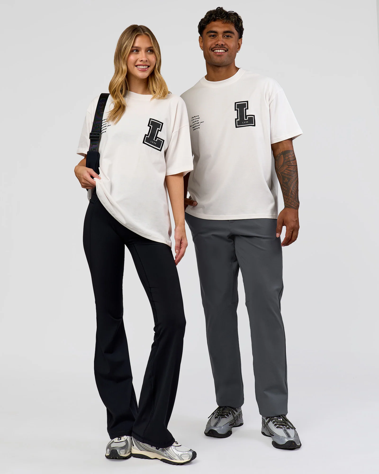 Hype Heavyweight Unisex Oversized Tee - Off White-Black