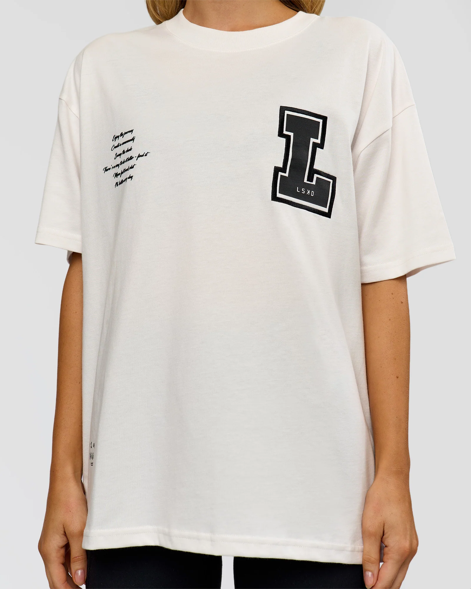 Hype Heavyweight Unisex Oversized Tee - Off White-Black